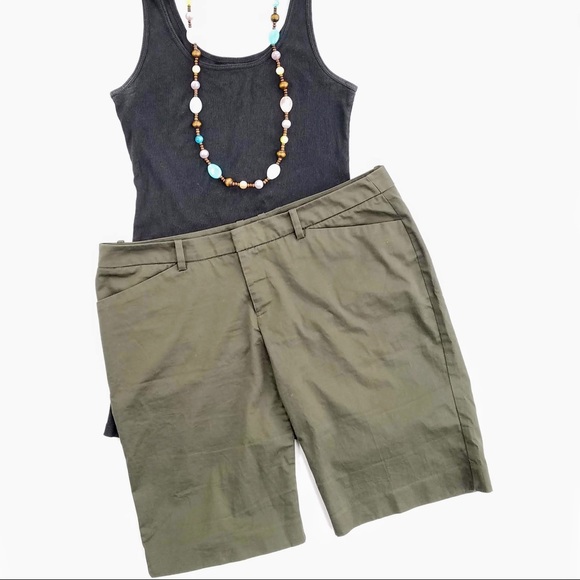 Mossimo Supply Co. Pants - Mossimo Olive Green Cotton Stretch Tailored Bermuda Shorts